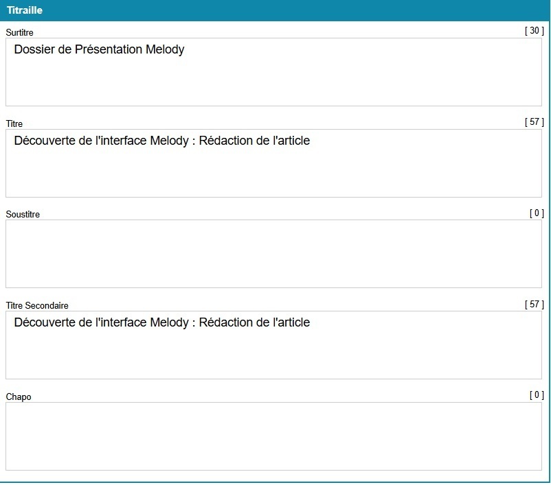 Voici l'interface titraille