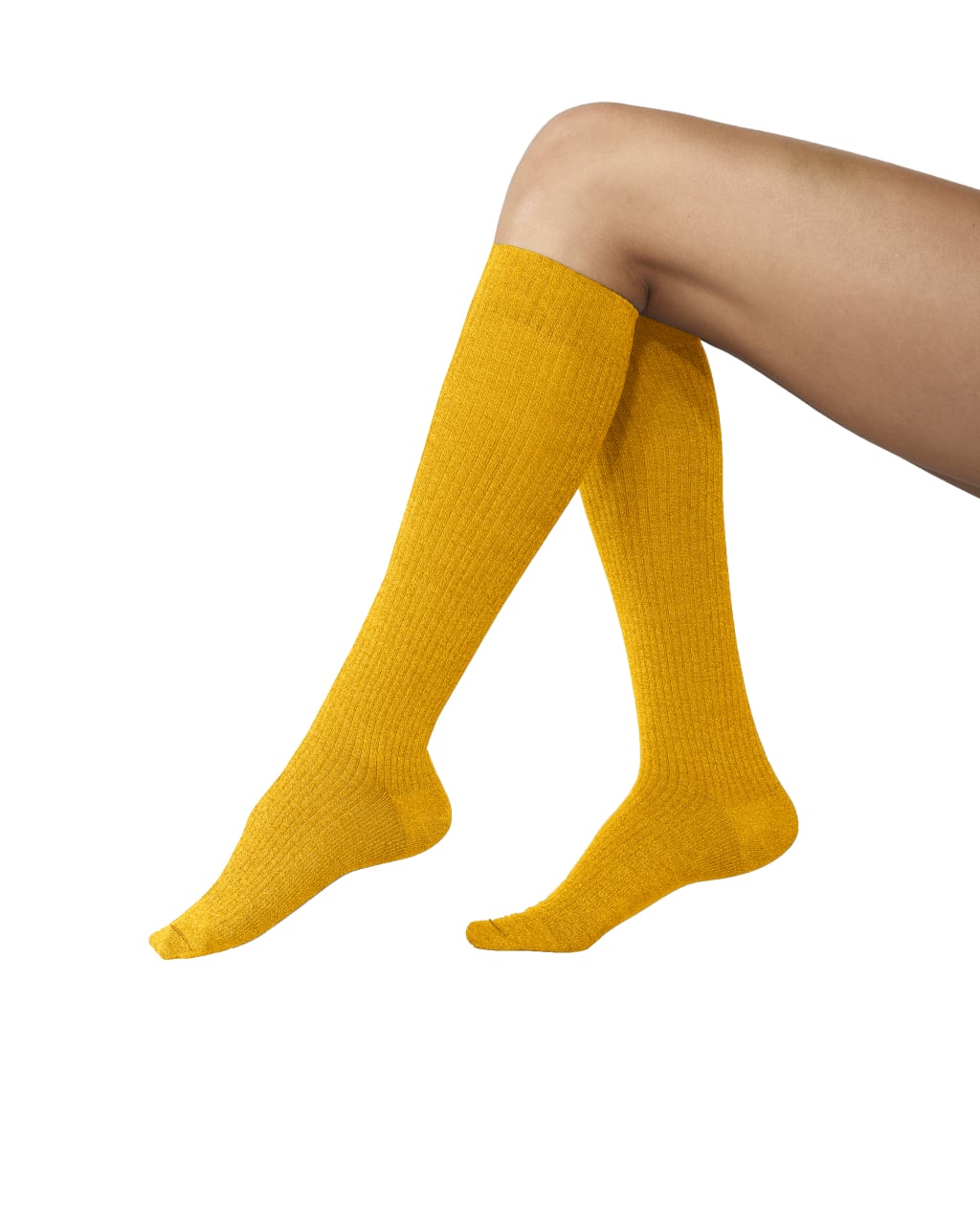 Chaussettes de compression de couleur, Mi-bas Soie moutarde, Cizeta